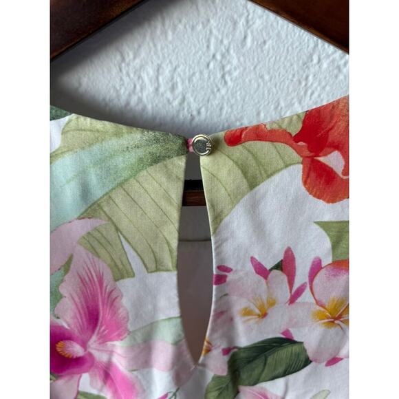 Women's Tommy Bahama 100% Silk Sleeveless Shift Dress M Tropical Floral - Picture 3 of 6